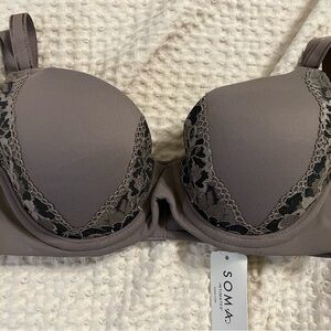 Soma Women's Lace Accent Bra - Taupe and Black